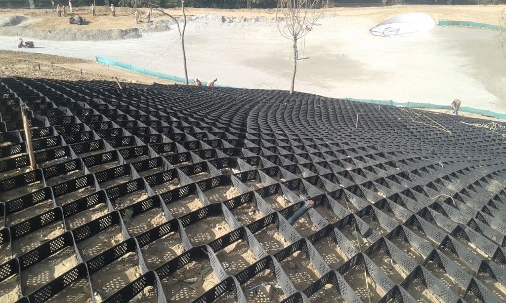 Slope erosion protection for golf course at Gurgaon using StrataWeb® geocells