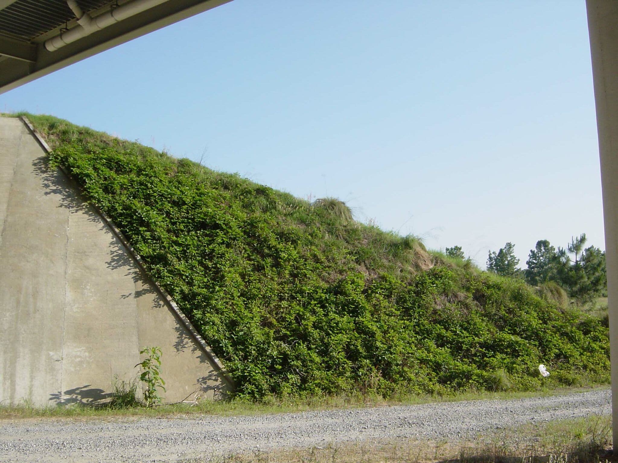 Construction of a steep soil slope near rail road tracks