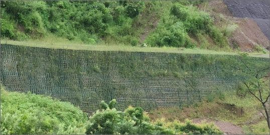 Construction of StrataWeb® Geocell Wall 32m high RS wall in the state of Manipur