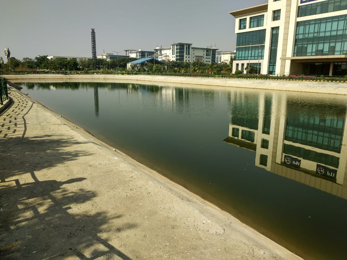 StrataWeb® geocells used in a reservoir at a commercial complex in Gujarat