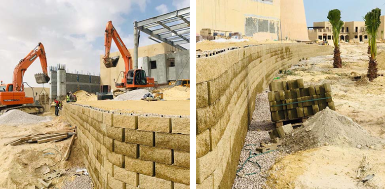 Construction of retaining walls using StrataGrid™