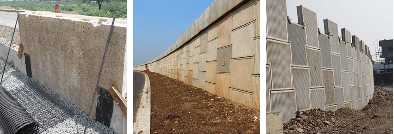 Reinforced soil wall using StrataGrid™ uniaxial geogrids and StrataWall™ EC for constructing flyover walls on Pune- Solapur Highway