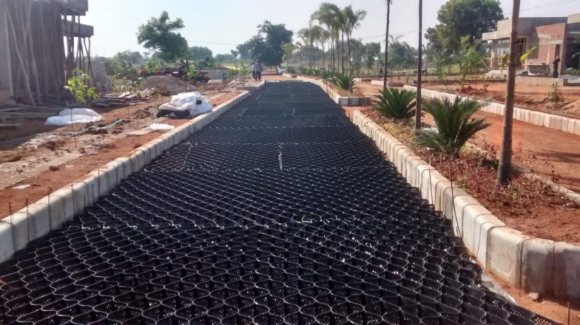 Construction of internal township road with StrataWeb® geocells by StrataGlobal for Emami